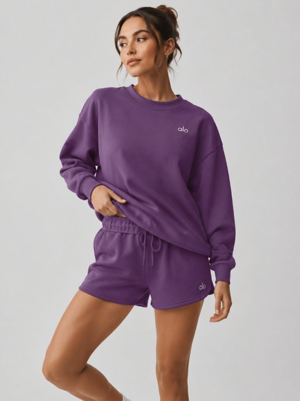 ALO Yoga Set Accolade Crew Neck Pullover With Short Size Small
